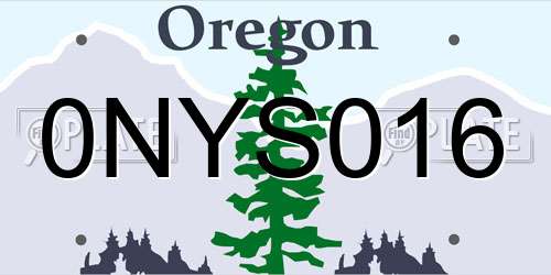 0NYS016 Oregon License Plate