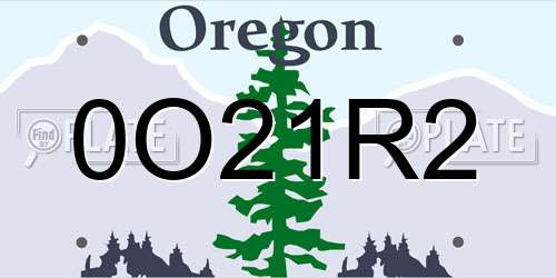 0O21R2 Oregon License Plate