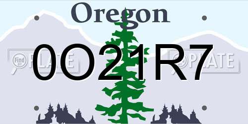 0O21R7 Oregon License Plate