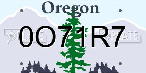 0O71R7 Oregon License Plate