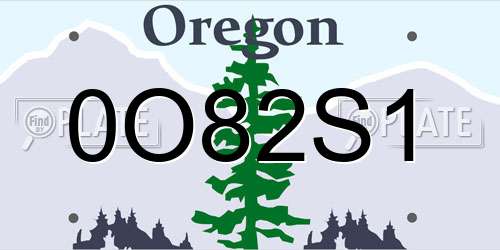 0O82S1 Oregon License Plate