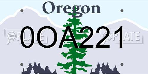 0OA221 Oregon License Plate