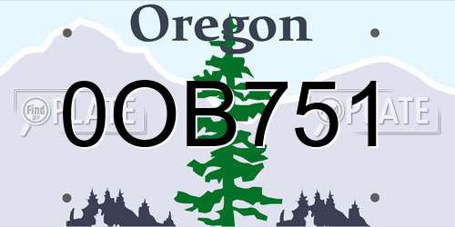 0OB751 Oregon License Plate