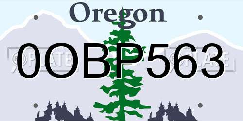 0OBP563 Oregon License Plate