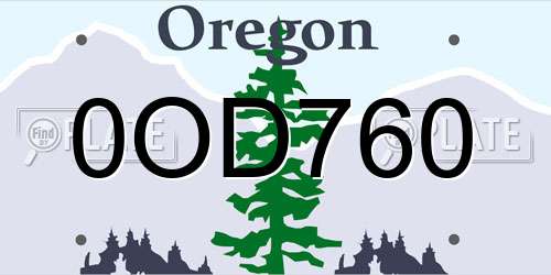 0OD760 Oregon License Plate