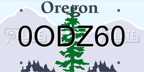 0ODZ60 Oregon License Plate