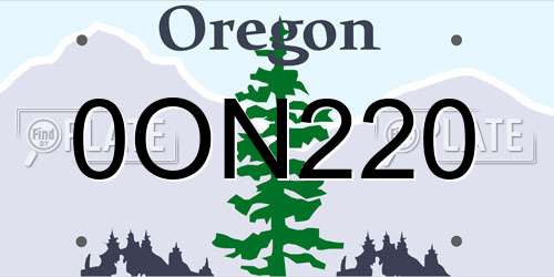 0ON220 Oregon License Plate