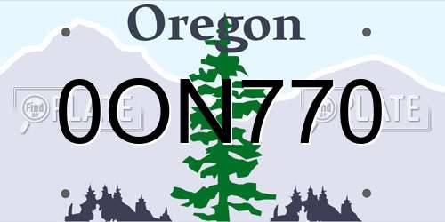 0ON770 Oregon License Plate