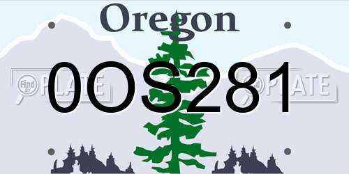 0OS281 Oregon License Plate