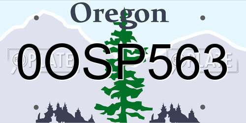 0OSP563 Oregon License Plate