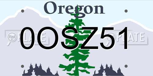 0OSZ51 Oregon License Plate