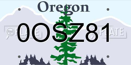 0OSZ81 Oregon License Plate
