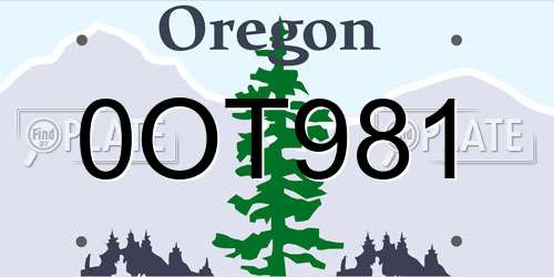0OT981 Oregon License Plate