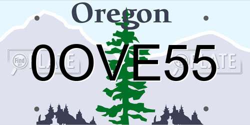 0OVE55 Oregon License Plate