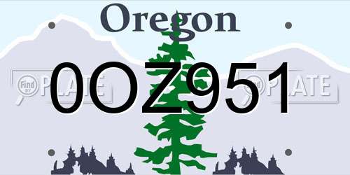 0OZ951 Oregon License Plate