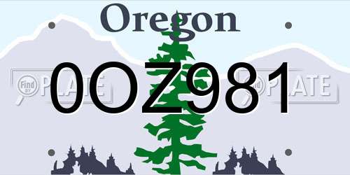 0OZ981 Oregon License Plate