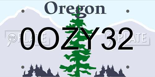0OZY32 Oregon License Plate