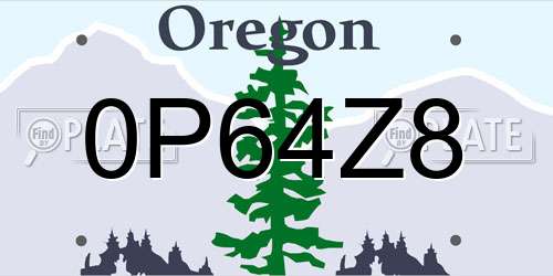 0P64Z8 Oregon License Plate