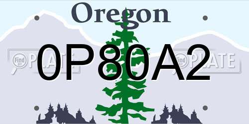 0P80A2 Oregon License Plate