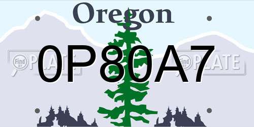0P80A7 Oregon License Plate
