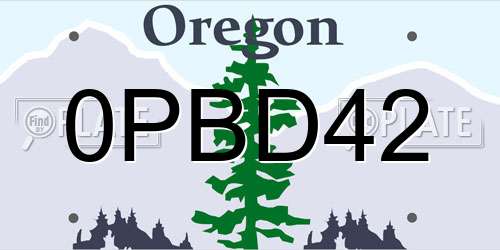 0PBD42 Oregon License Plate
