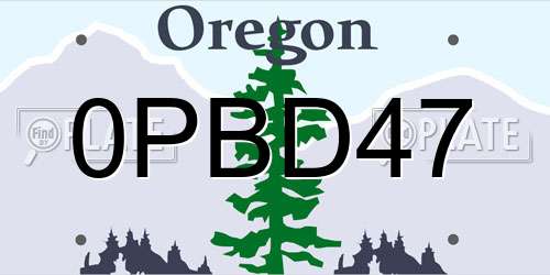 0PBD47 Oregon License Plate