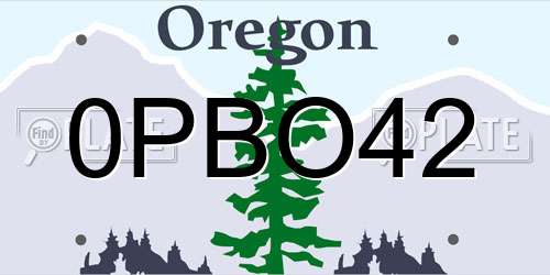 0PBO42 Oregon License Plate