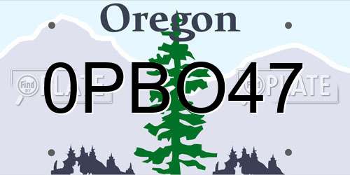 0PBO47 Oregon License Plate