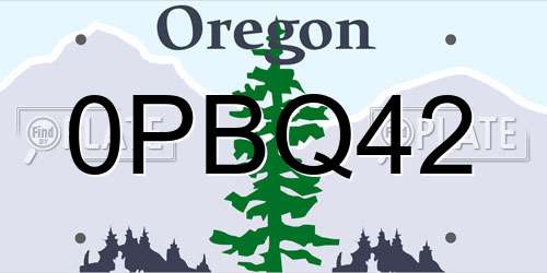 0PBQ42 Oregon License Plate