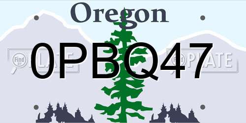 0PBQ47 Oregon License Plate