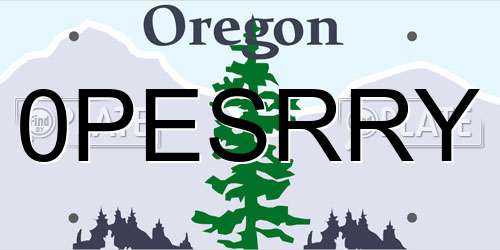 0PESRRY Oregon License Plate