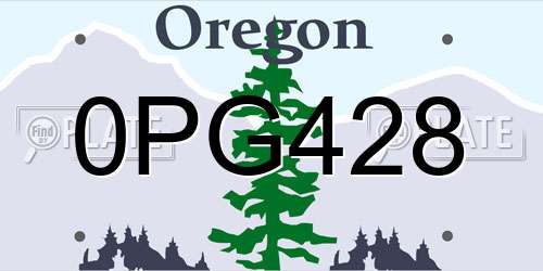 0PG428 Oregon License Plate