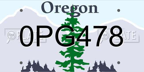 0PG478 Oregon License Plate
