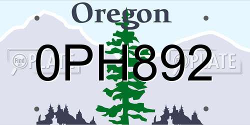 0PH892 Oregon License Plate