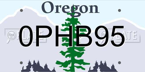 0PHB95 Oregon License Plate