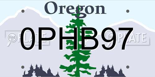 0PHB97 Oregon License Plate