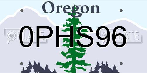 0PHS96 Oregon License Plate