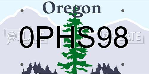 0PHS98 Oregon License Plate