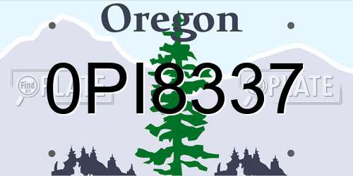 0PI8337 Oregon License Plate