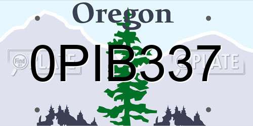 0PIB337 Oregon License Plate