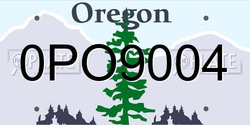 0PO9004 Oregon License Plate