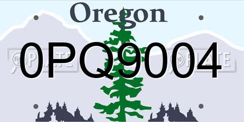 0PQ9004 Oregon License Plate