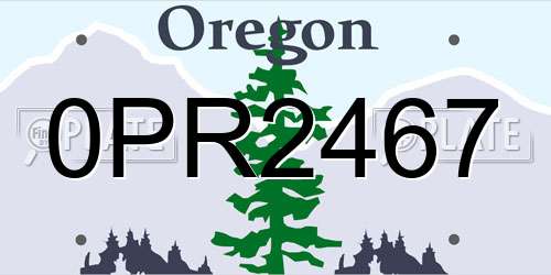 0PR2467 Oregon License Plate
