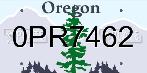 0PR7462 Oregon License Plate