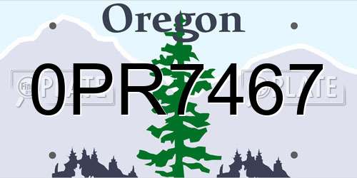 0PR7467 Oregon License Plate