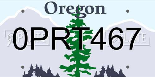 0PRT467 Oregon License Plate