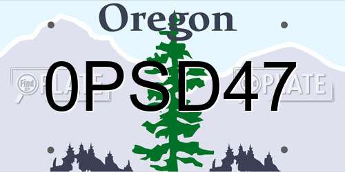 0PSD47 Oregon License Plate