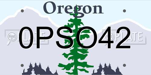 0PSO42 Oregon License Plate