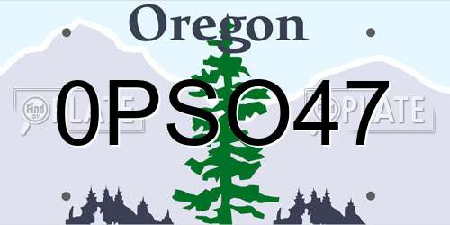 0PSO47 Oregon License Plate