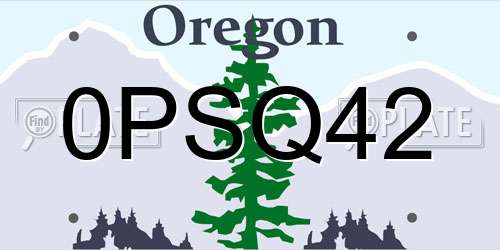 0PSQ42 Oregon License Plate
